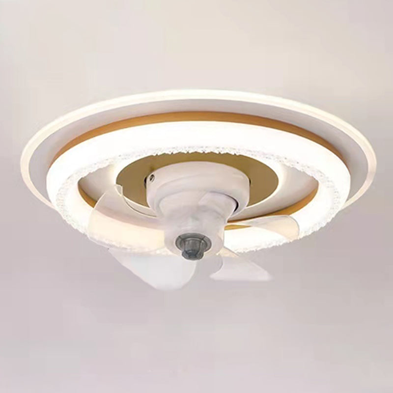 Ventilateur de plafond de cercle moderne Ventilateur de plafond à LED en métal pour chambre à coucher