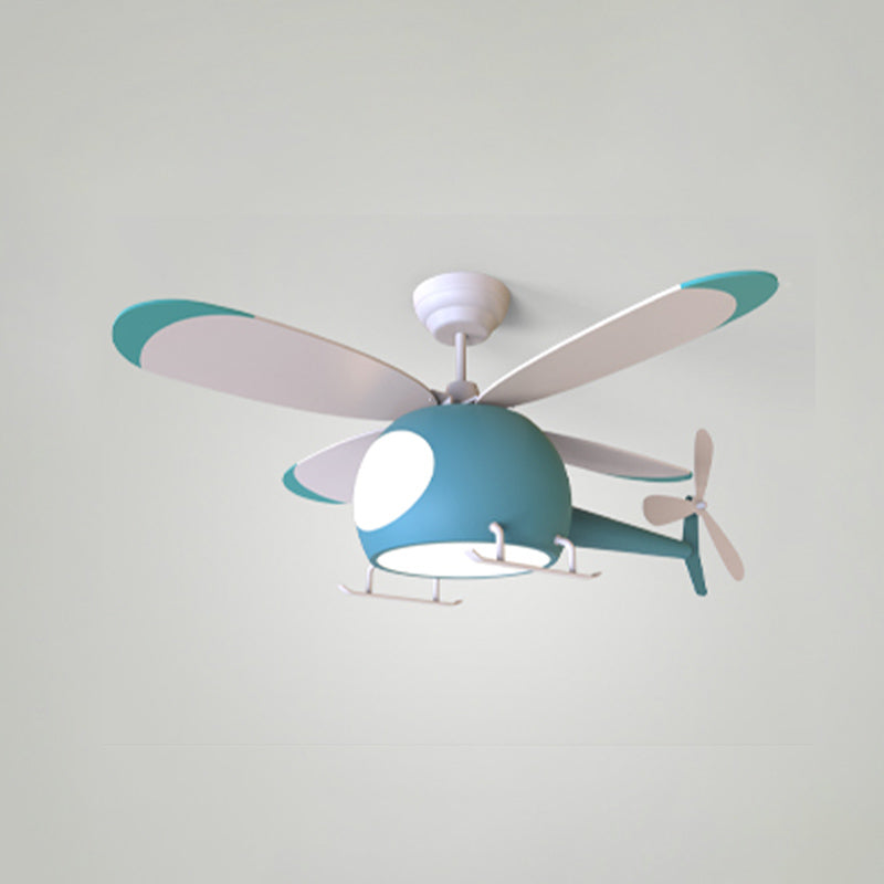 Avión de metal Flush Mount Luz de ventilador LED colorido moderno para la habitación de los niños