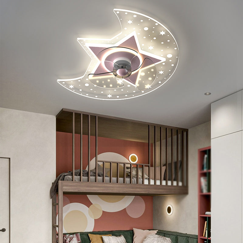 Metall Geometrische Flush Mount Light schöne 1 leichte LED -Lüfterlicht für Kinderzimmer