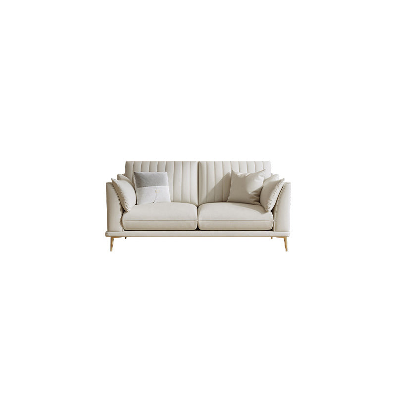 Modern Style Solid Wood Base Namib & White Leather Rectangular Sofa