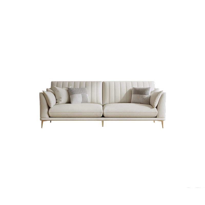 Modern Style Solid Wood Base Namib & White Leather Rectangular Sofa