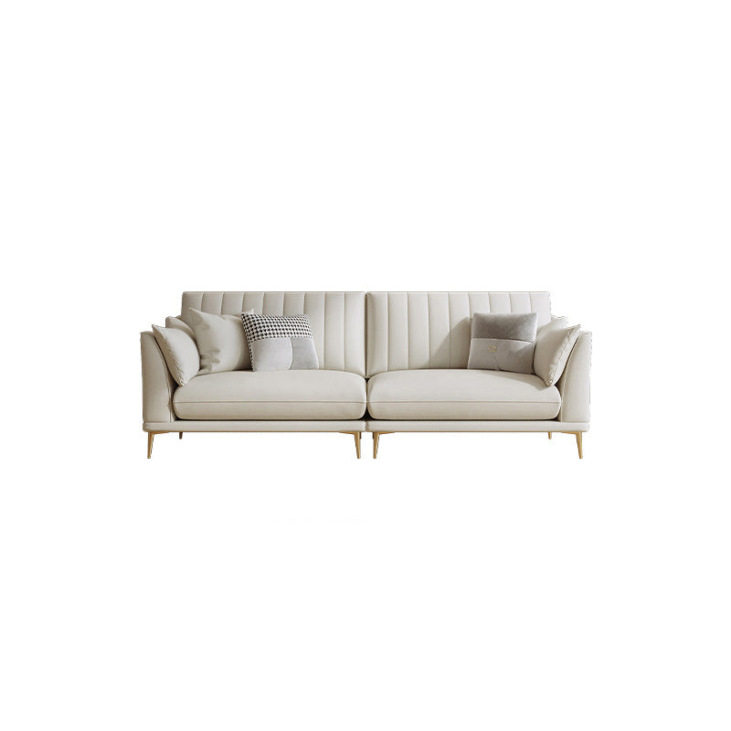 Modern Style Solid Wood Base Namib & White Leather Rectangular Sofa