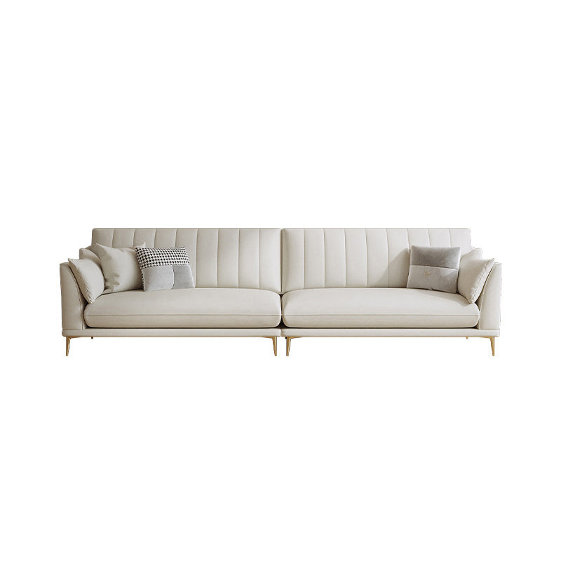 Modern Style Solid Wood Base Namib & White Leather Rectangular Sofa