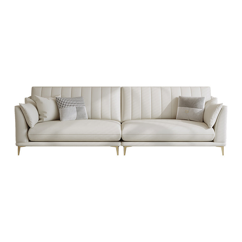 Modern Style Solid Wood Base Namib & White Leather Rectangular Sofa