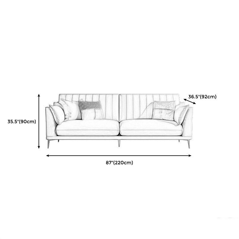 Modern Style Solid Wood Base Namib & White Leather Rectangular Sofa