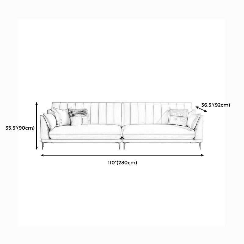 Modern Style Solid Wood Base Namib & White Leather Rectangular Sofa