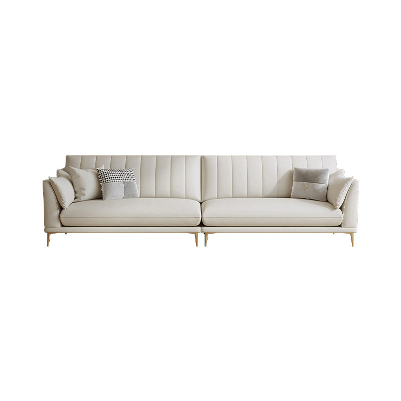 Modern Style Solid Wood Material Base Cloth Art & Leather Rice White Rectangular Sofa