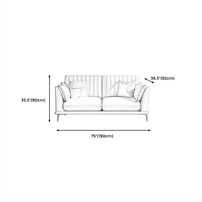 Modern Style Solid Wood Material Base Cloth Art & Leather Rice White Rectangular Sofa