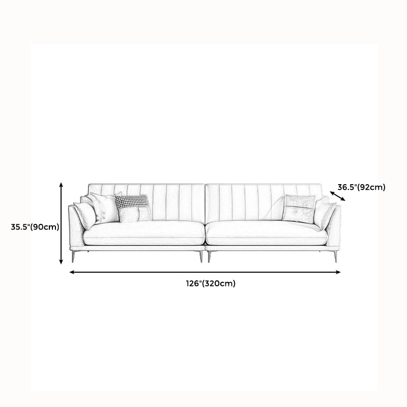 Modern Style Solid Wood Material Base Cloth Art & Leather Rice White Rectangular Sofa
