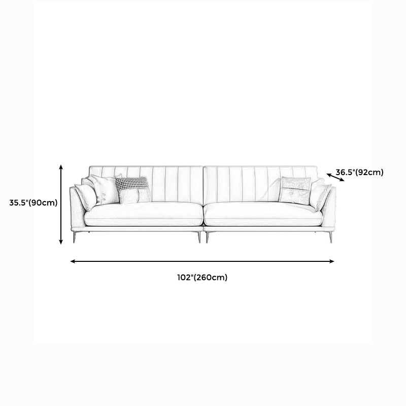 Modern Style Solid Wood Material Base Cloth Art & Leather Rice White Rectangular Sofa