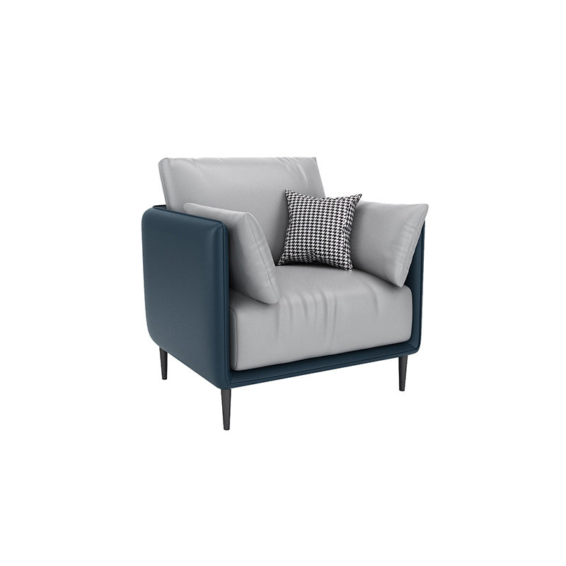 27.55" W Genuine Leather Modern Square Arm Sofa for Restaurant