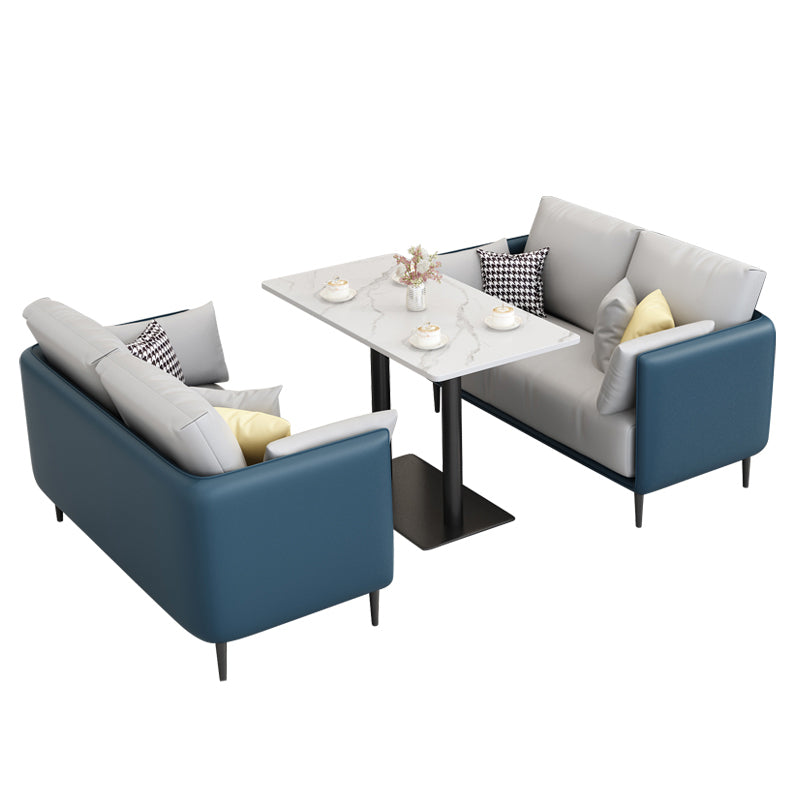 27.55" W Genuine Leather Modern Square Arm Sofa for Restaurant