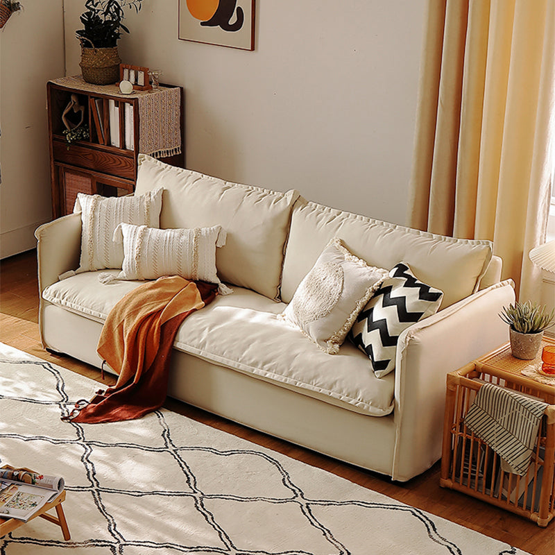 Loose Back Linen Square Arm Sofa with Slipcovered for Apartment and Living Room