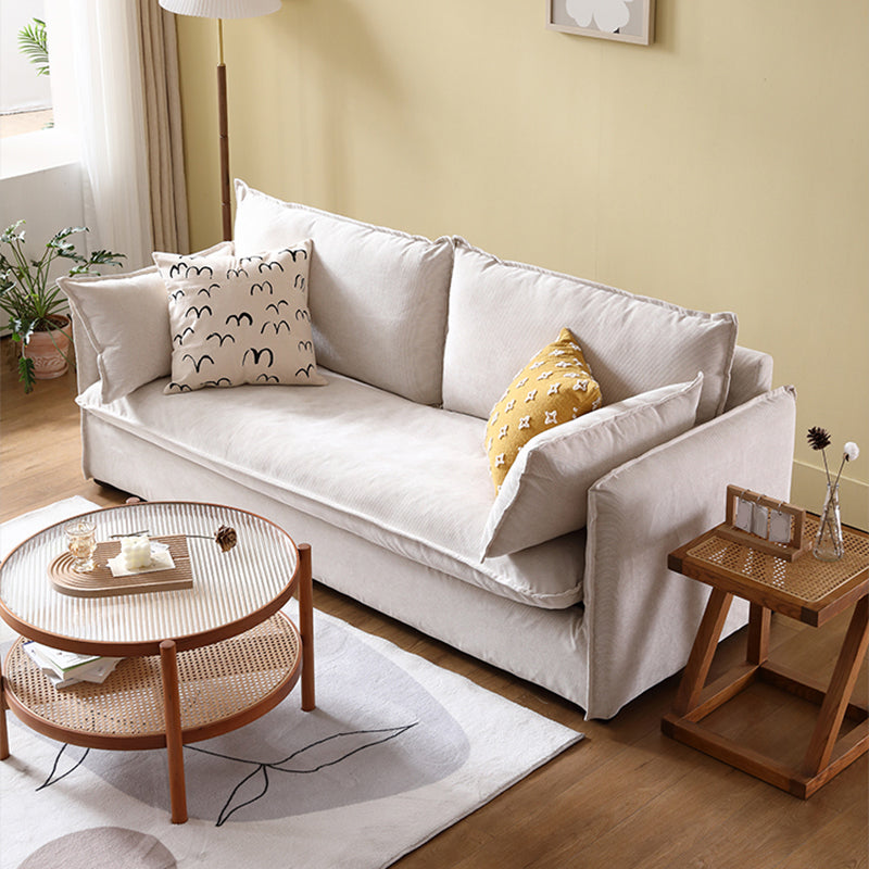 Loose Back Linen Square Arm Sofa with Slipcovered for Apartment and Living Room