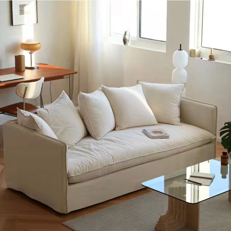 Loose Back Linen Square Arm Sofa with Slipcovered for Apartment and Living Room