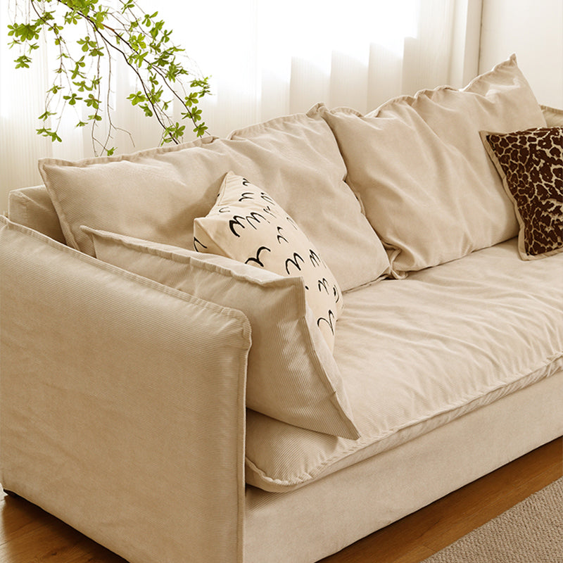Loose Back Linen Square Arm Sofa with Slipcovered for Apartment and Living Room