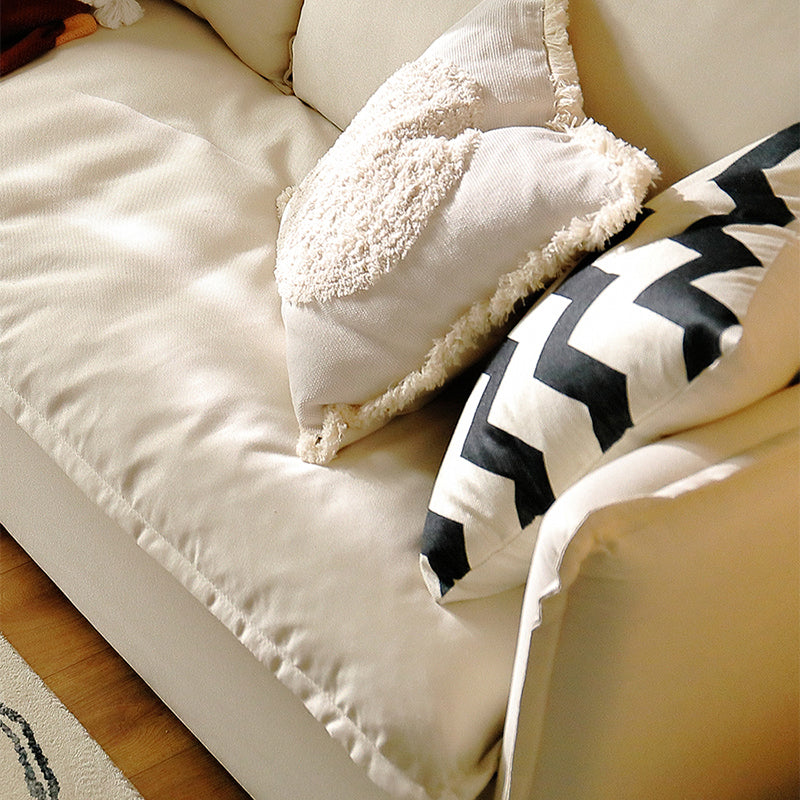 Loose Back Linen Square Arm Sofa with Slipcovered for Apartment and Living Room