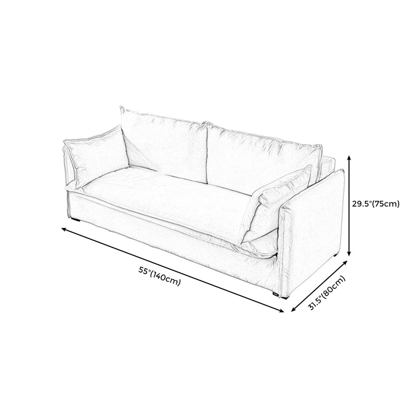 Loose Back Linen Square Arm Sofa with Slipcovered for Apartment and Living Room