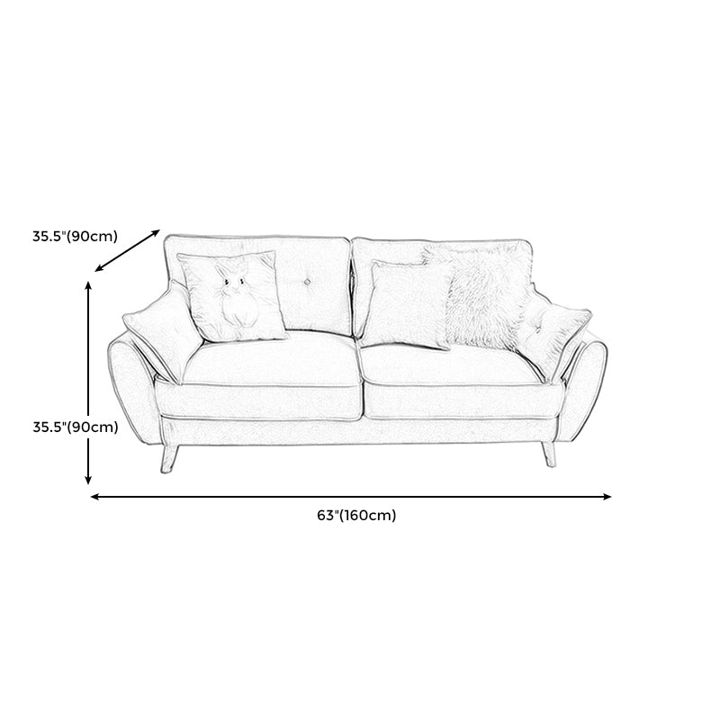Sofa de bras carré de lin en vrac avec des jambes à épingle à cheveux couvertes.