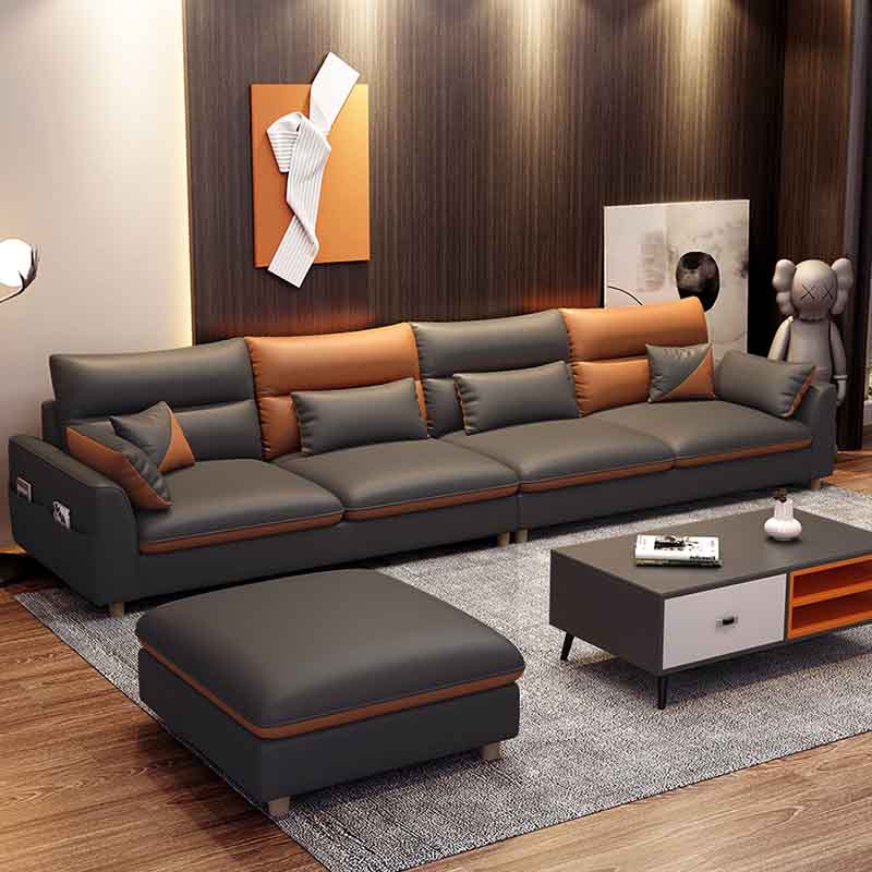 Contemporary Square Arm Sofa with Loose Back for Living Room, Apartment