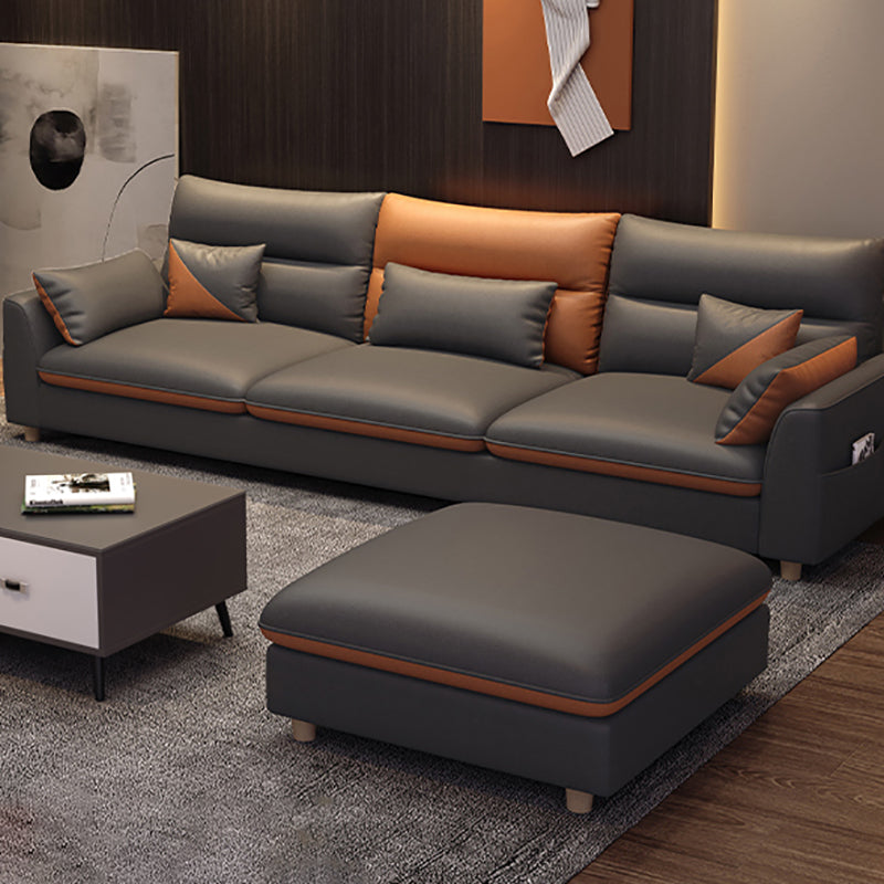 Contemporary Square Arm Sofa with Loose Back for Living Room, Apartment