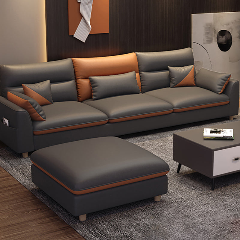 Contemporary Square Arm Sofa with Loose Back for Living Room, Apartment