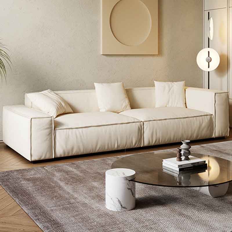 Tight Back Faux Leather Square Arm Sofa with Stain Resistant and Wear Resistance
