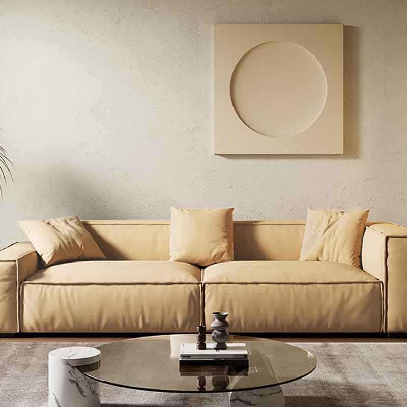 Tight Back Faux Leather Square Arm Sofa with Stain Resistant and Wear Resistance