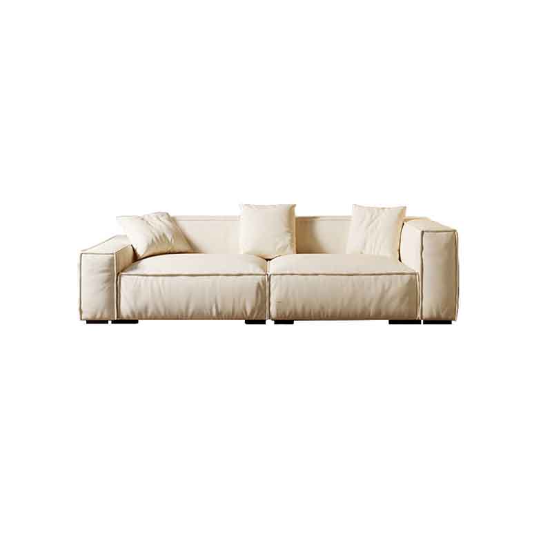 Tight Back Faux Leather Square Arm Sofa with Stain Resistant and Wear Resistance