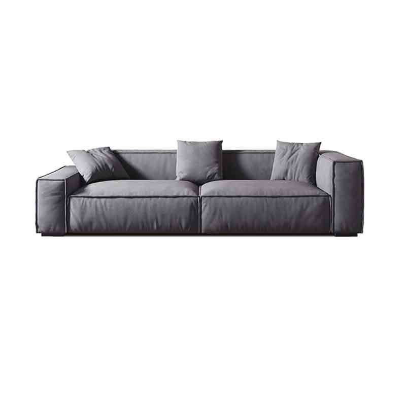 Tight Back Faux Leather Square Arm Sofa with Stain Resistant and Wear Resistance