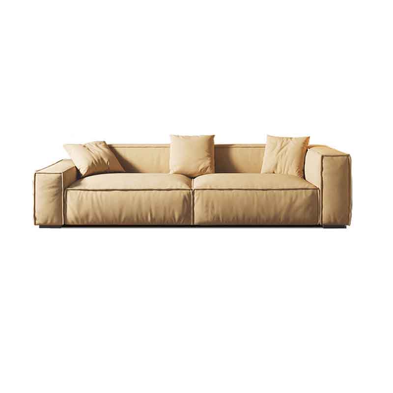 Tight Back Faux Leather Square Arm Sofa with Stain Resistant and Wear Resistance