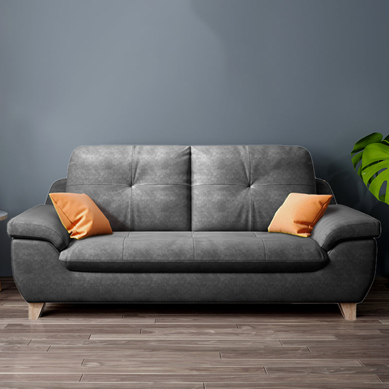 Faux Leather Pillow Top Arm Modern Sofa with Stain Resistant and Water Proof