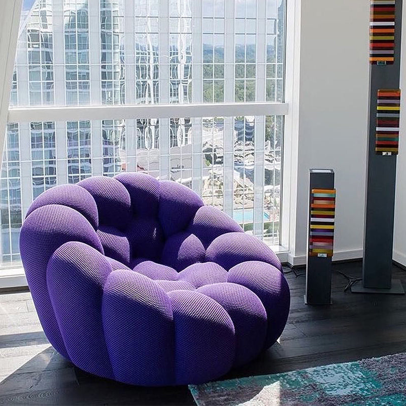 Ultra-Modern Curved Sofa 31.5"High Fabric Biscuit Back Armless Sofa