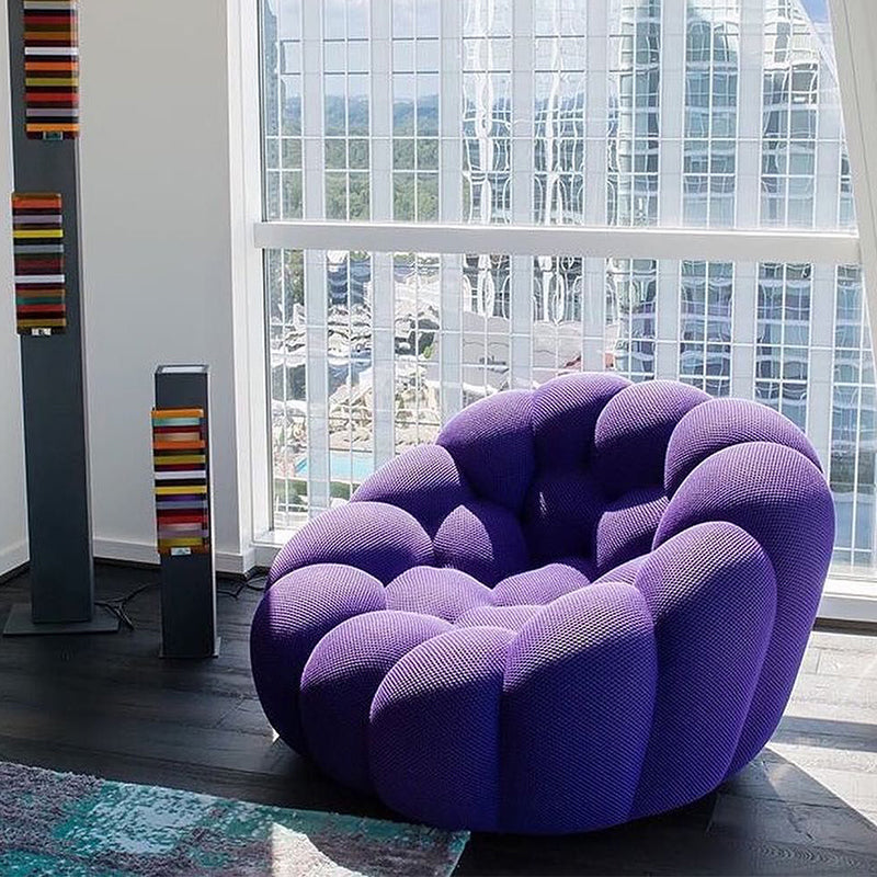 Ultra-Modern Curved Sofa 31.5"High Fabric Biscuit Back Armless Sofa