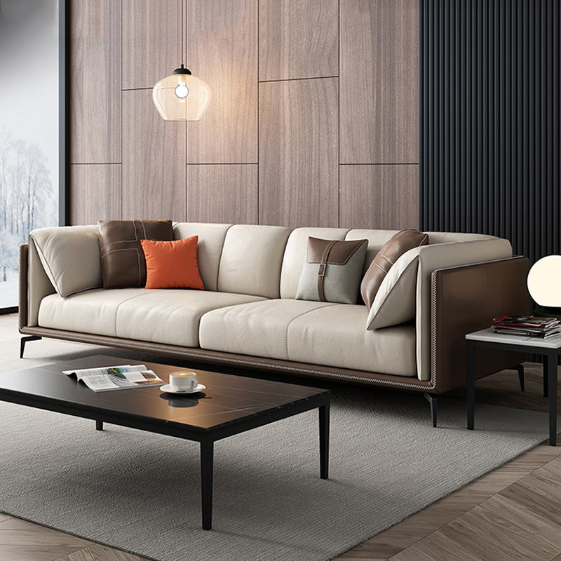 Transitional Modern Cushions Sofa 27.6"High Pillow Top Arm Sofa, Beige