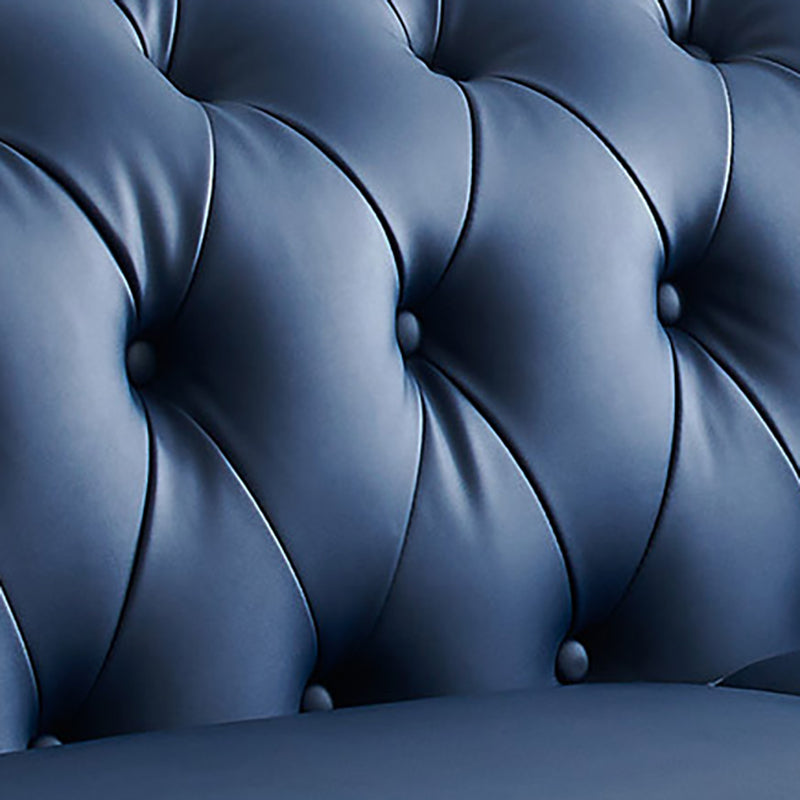 28 " High Modern Faux Leather Rolled Arm Chesterfield Sofa Mid Century Modern Sofa