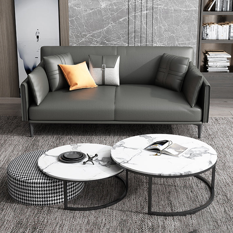 Black Industrial Sofa with Bolster Pillows 31.5"High Square Arm Sofa