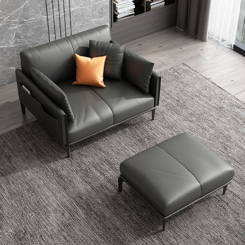 Black Industrial Sofa with Bolster Pillows 31.5"High Square Arm Sofa