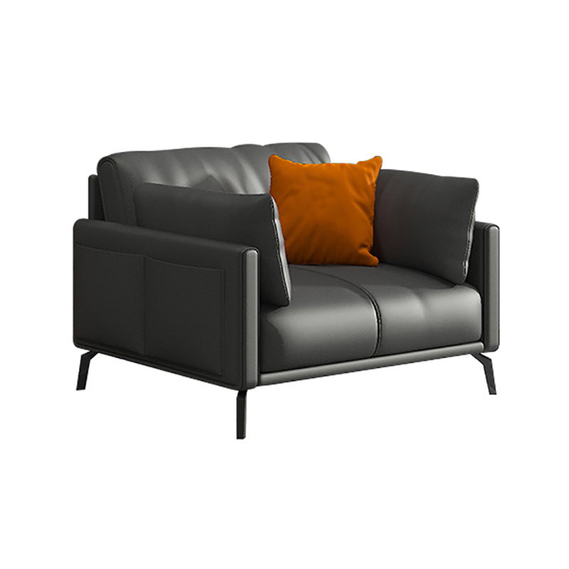 Black Industrial Sofa with Bolster Pillows 31.5"High Square Arm Sofa