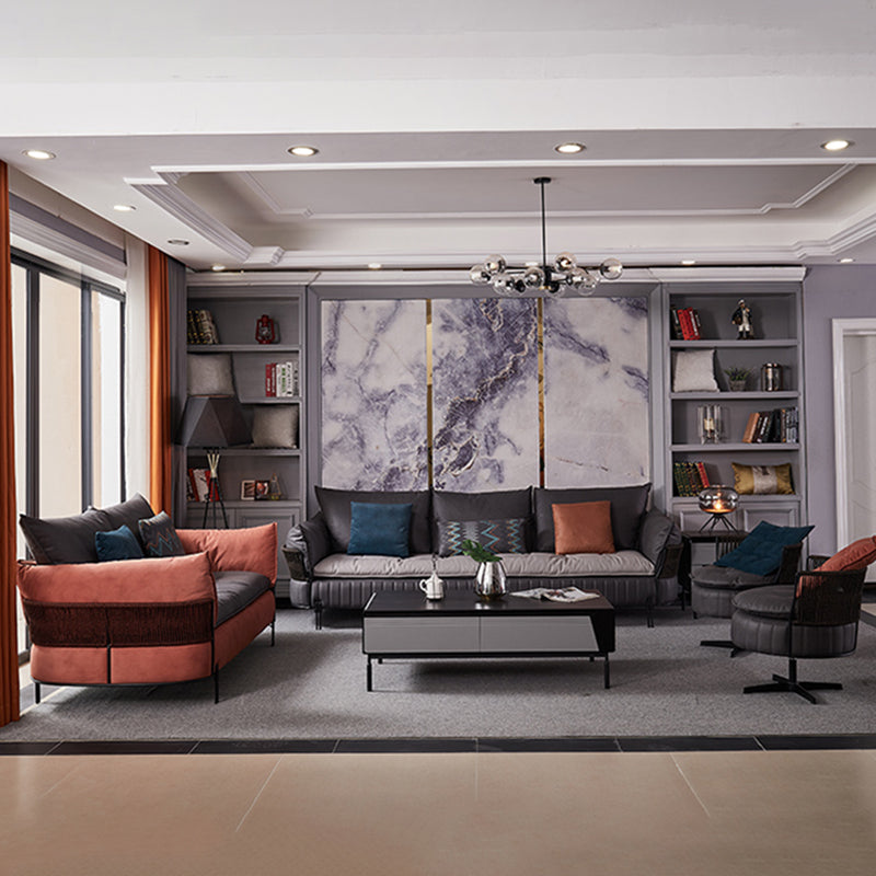 Ultra-Modern Faux Leather Square Arm Sofa with Loose Back Stain Resistant Standard Sofa