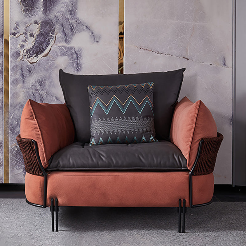 Ultra-Modern Faux Leather Square Arm Sofa with Loose Back Stain Resistant Standard Sofa