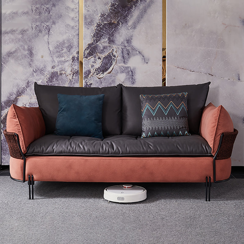 Ultra-Modern Faux Leather Square Arm Sofa with Loose Back Stain Resistant Standard Sofa