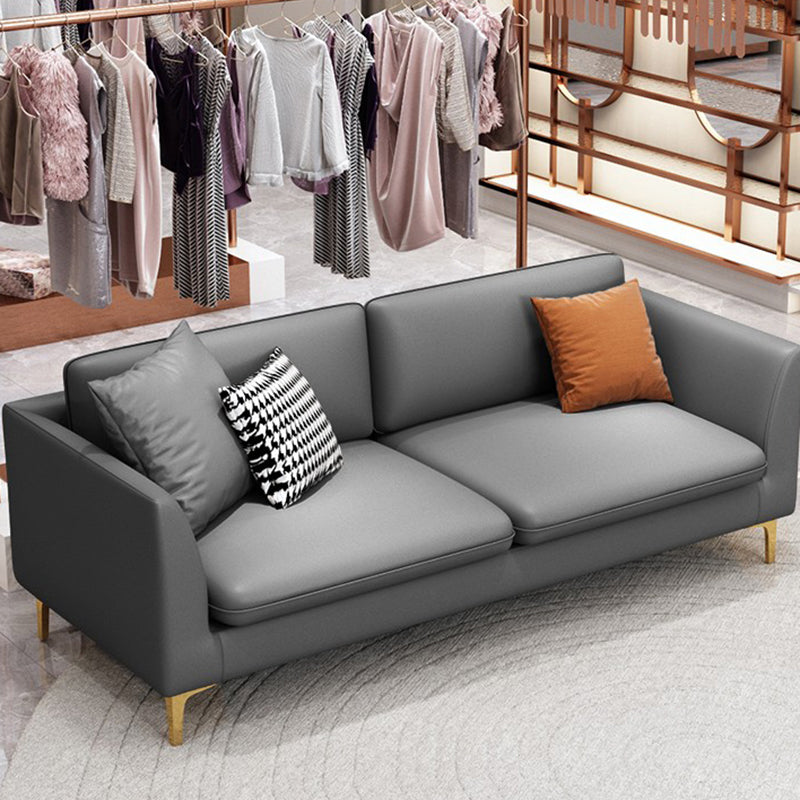 Gold Modern Fabric Sofa with Bolster Pillows 29.53"High Square Arm Sofa