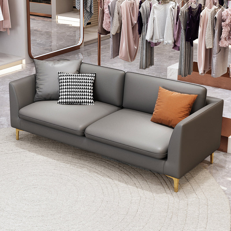 Gold Modern Fabric Sofa with Bolster Pillows 29.53"High Square Arm Sofa