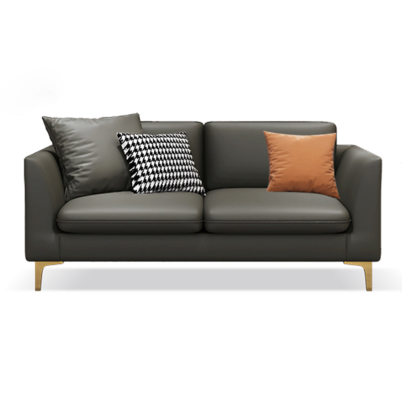 Gold Modern Fabric Sofa with Bolster Pillows 29.53"High Square Arm Sofa
