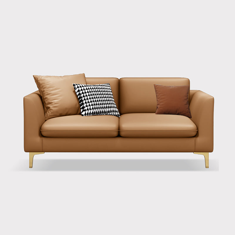 Gold Modern Fabric Sofa with Bolster Pillows 29.53"High Square Arm Sofa