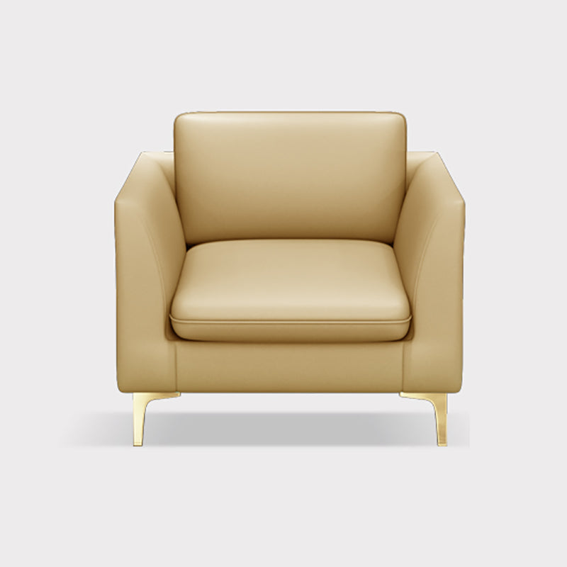 Gold Modern Fabric Sofa with Bolster Pillows 29.53"High Square Arm Sofa