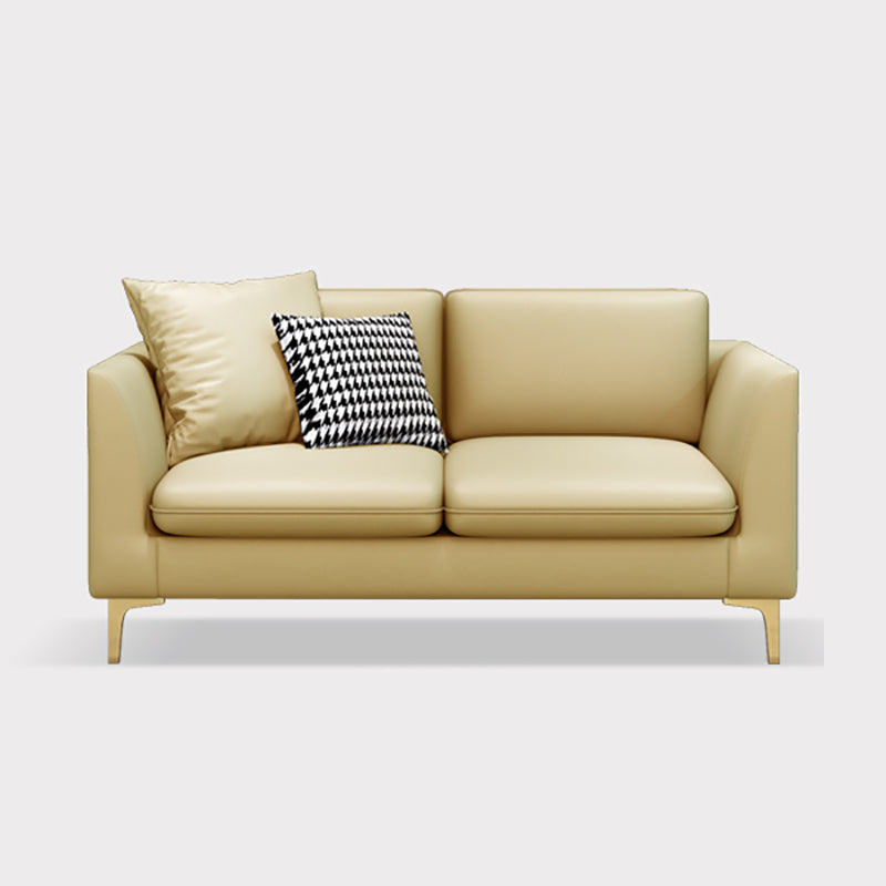 Gold Modern Fabric Sofa with Bolster Pillows 29.53"High Square Arm Sofa