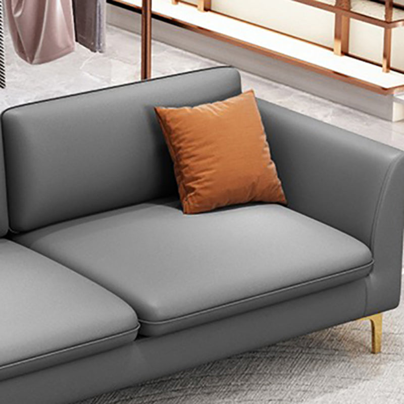 Gold Modern Fabric Sofa with Bolster Pillows 29.53"High Square Arm Sofa