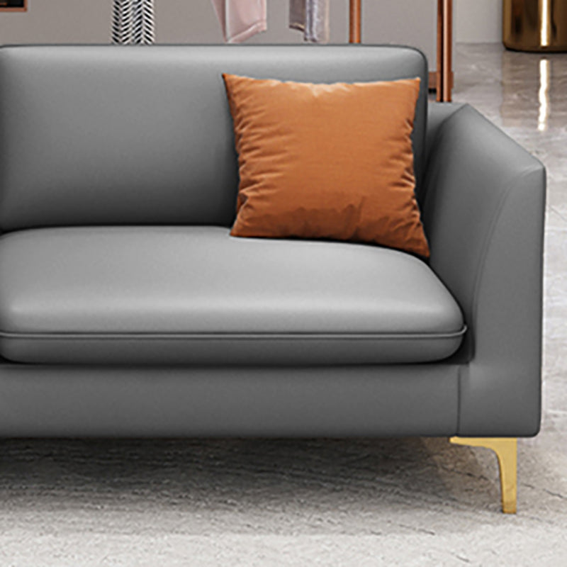 Gold Modern Fabric Sofa with Bolster Pillows 29.53"High Square Arm Sofa
